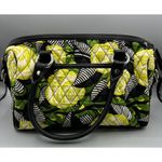 Vera Bradley  La‎ Neon Rose Quilted Floral Handbag  Satchel Green Yellow Black Photo 4