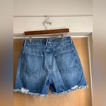Good American  Distressed High Waist Raw Hem Blue Jean Shorts.  Size-6 Photo 2