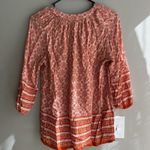 Anne Carson 3/4 Sleeve Blouse Top Women's Size S Orange White Floral V-Neck Photo 1