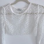 Oh Polly Long Sleeve Mesh Crop Top in White Photo 1
