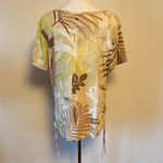 Caribbean Joe Cream and Yellow Relaxed Blouse with Tropical Print Photo 3