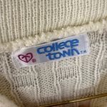 Vintage College Town White Acrylic Sweater | 80s Preppy Basketweave Knit Size M Size M Photo 5