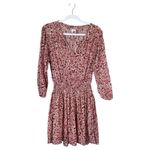 Sundry For Evereve Ditsy Floral Smocked Waist Long Sleeve Mini Dress Dahlia 2 M Photo 1