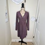 Pinkblush Maternity Metallic Faux Wrap Purple & Black Dress Size Medium Photo 1