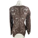 & Other Stories & Other Stories Women Brown Crochet Lace Open Sheer Peplum Knit Blouse Top Sz S Photo 1