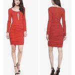 EXPRESS New  Red side ruched long sleeve dress size xs Photo 1