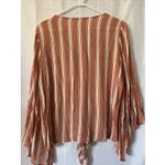 Krazy Kat  Women Medium Top Blouse Long Sleeve Bell Stripe V-Neck Adult Fit‎ Photo 5