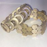 Satin Soft Gold Tone Metal Stretchy Bracelets Set Photo 4
