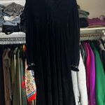 Anthropologie Tach luz black velvet floral collared long sleeve midi smock dress S Photo 6