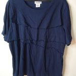 Anthony Richards 2X Navy Ruffle Dress Career Top Plus Blue Photo 0
