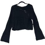 Willow + Root Willow Root Black Distressed Knit Sweater S Bell Sleeve Cropped Dark Grunge Goth Photo 7