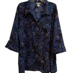 Catherines Shirt Womens Plus 3X Blue Pink Button Up Paisley Work Career Office Photo 0