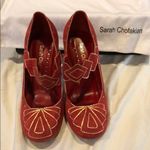 SARAH CHOFAKIAN Red Gold Mary Jane Suede Pumps EU 39 Size undefined Photo 1