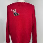 heirloom collectibles Christmas Cardigan Red Embroidered Trees Stockings M Photo 3