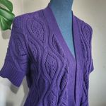 Loft  Purple Cotton Short Sleeve Cardigan Sweater Photo 1