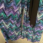 Connected Apparel  Blue Chevron Sleeveless Jumpsuit - Size 8 - Silver Neck Accent Photo 3