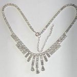 Leo Glass Vintage Silver Tone Classic Runway Formal Statement Necklace Photo 0