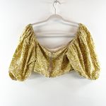 Girl and the Sun Imia Puff Short Sleeve Crop Top Green Medium Photo 3