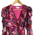 Tanya Taylor  Sasha Pink Floral Puff-Sleeve A-Line Wrap Mini Party Dress Size 4 Photo 6