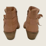 Kelsi Dagger  Brooklyn Kingston Peach Pink Knotted Bow Block Heel Ankle Boots 7.5 Photo 3