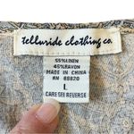 Telluride Clothing Co Women’s L Linen Blend Tan Blue Paisley Sleeveless Blouse Size L Photo 4
