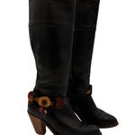 Frye Black Tall Leather Western Boots with Feather Detail Size 6 B Photo 0