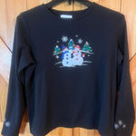 Breckenridge  Womens Petite Medium Black Top Holiday Snowman Xmas(1637) Photo 0