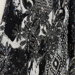 Vintage Brittany Black M Pleat Abstract Top Y2K Glam Glitter Paisley Sequin Club Size M Photo 2
