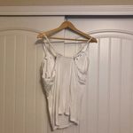 Boston Proper  White Lace Tank Top Large Cami Sleeveless Rayon Blend Adjustable Photo 2