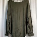Free People boho chic Shimmy Shake long sleeve open back Top Army Green π Photo 11