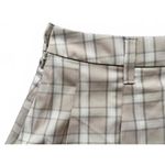 Divided NEW H&M  Mini Skirt Medium Beige Tan Plain Check Flare Box Pleats Stretch Photo 3