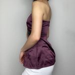 Studio Y Vintage Dark Maroon Burgundy & Black Satin Strapless Bustier Beaded Tube-Top Blouse Photo 4