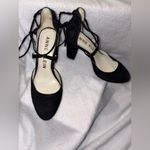 Anne Klein  Black Lace-Up Faux Suede 4” Heels Size 8 Photo 3
