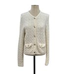 J.Crew  Odette Cable-knit Sweater Lady Jacket in Cotton-Blend Bouclé Ivory Small Photo 2
