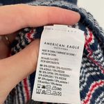 American Eagle Navy Blue White Red Striped Ribbed Henley Americana Sweater Tank Photo 6