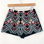 Lulus Floral Embroidered Black Booty Shorts size Medium Aztec High Waist Photo 0