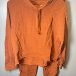 Xirena Women's Two Piece Cotton Gauze Rust Orange Cowl Neck Drawstring Size S/M Brown Photo 0