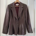 Badgley Mischka Brown Metallic Embellished Beaded Women's Blazer Size 8 Photo 3