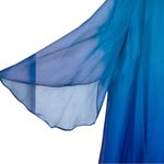 Tahari Blue Teal Ombre Chiffon Cape Overlay Shift Dress size 8 Photo 4