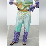 ZARA New High Rise Patchwork Print Cropped Straight Legs Pants Size M 3218/229 Photo 2