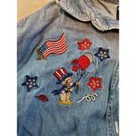 Quizz Again Embroidered Flag Denim Shirt Long Sleeve Patriotic size medium. A11 Blue Photo 3