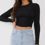 Missguided NWT Fine Rib Ruched Front Long Sleeve Crop Top Photo 0