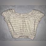 Paper + Tee  Eyelet Lace Ruched Trim Crop Top in Off White Size Large Photo 1