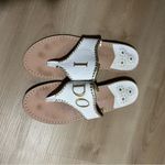 Jack Rogers  Embroidered Wedding "I Do" Leather Thong Sandals Size 10‎ Photo 5