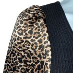 BAILEY 44 Black Thick Ribbed V-Neck Top Animal Print Long Sleeves NWOT Size S‎ Photo 3