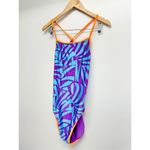 Nike  Vintage Swimsuit Reversible Size Large Blue Purple Open Back One Piece Photo 4