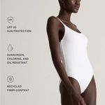 Quince NWT  Italian Cami RIBBED One-Piece Swimsuit – White, Sz M Sold out online Photo 2