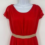 Badgley Mischka  Chiffon Dress 2 Red Flutter Holiday Glam Romantic Banana Pepper Photo 1