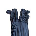 Pia Gladys Perey Dionne Dress Stretch Grey Gathered High Slit Fitted Size Large Gray Photo 9