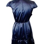 Lucy Paris Black Medium Satin Ruffle Wrap Dress Photo 2